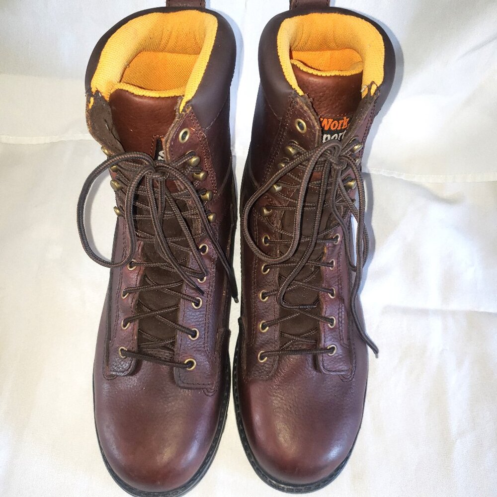 Work N Sport Brown Leather Steel Toe Work Boots Men’s 13